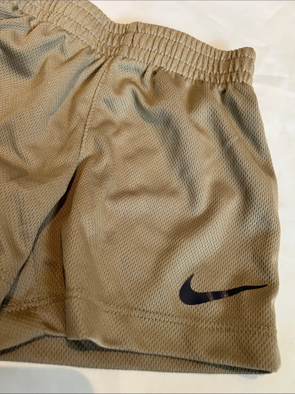 “Bundle 10/$13” Nike 18m toddler boy Tan Mesh Athletic Shorts with Black Swoosh